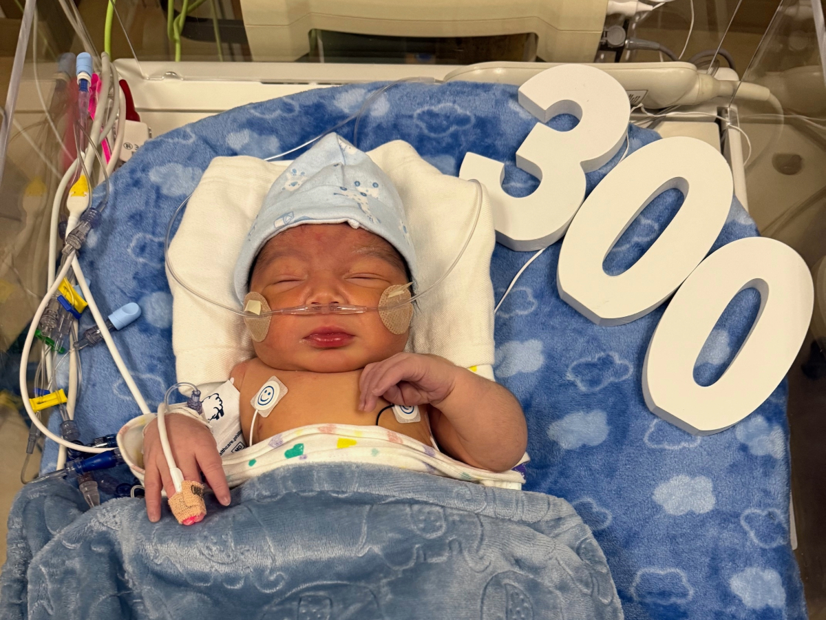 Image of newborn who is the 300th birth in the Nemours Children's Health Advanced Delivery Unit in Delaware.